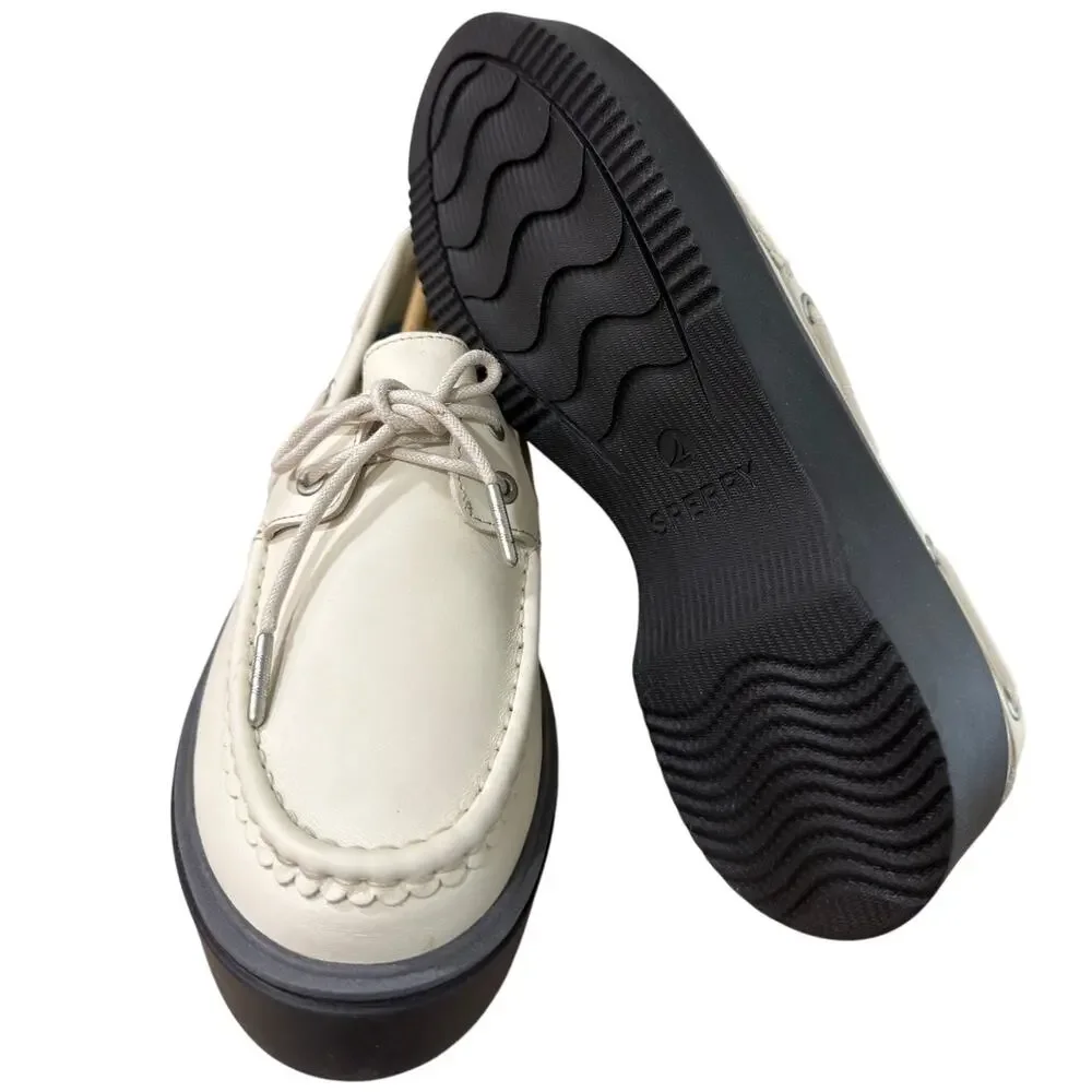 NEW Sperry Women's Bayside Leather Boat Shoe White Size 10M